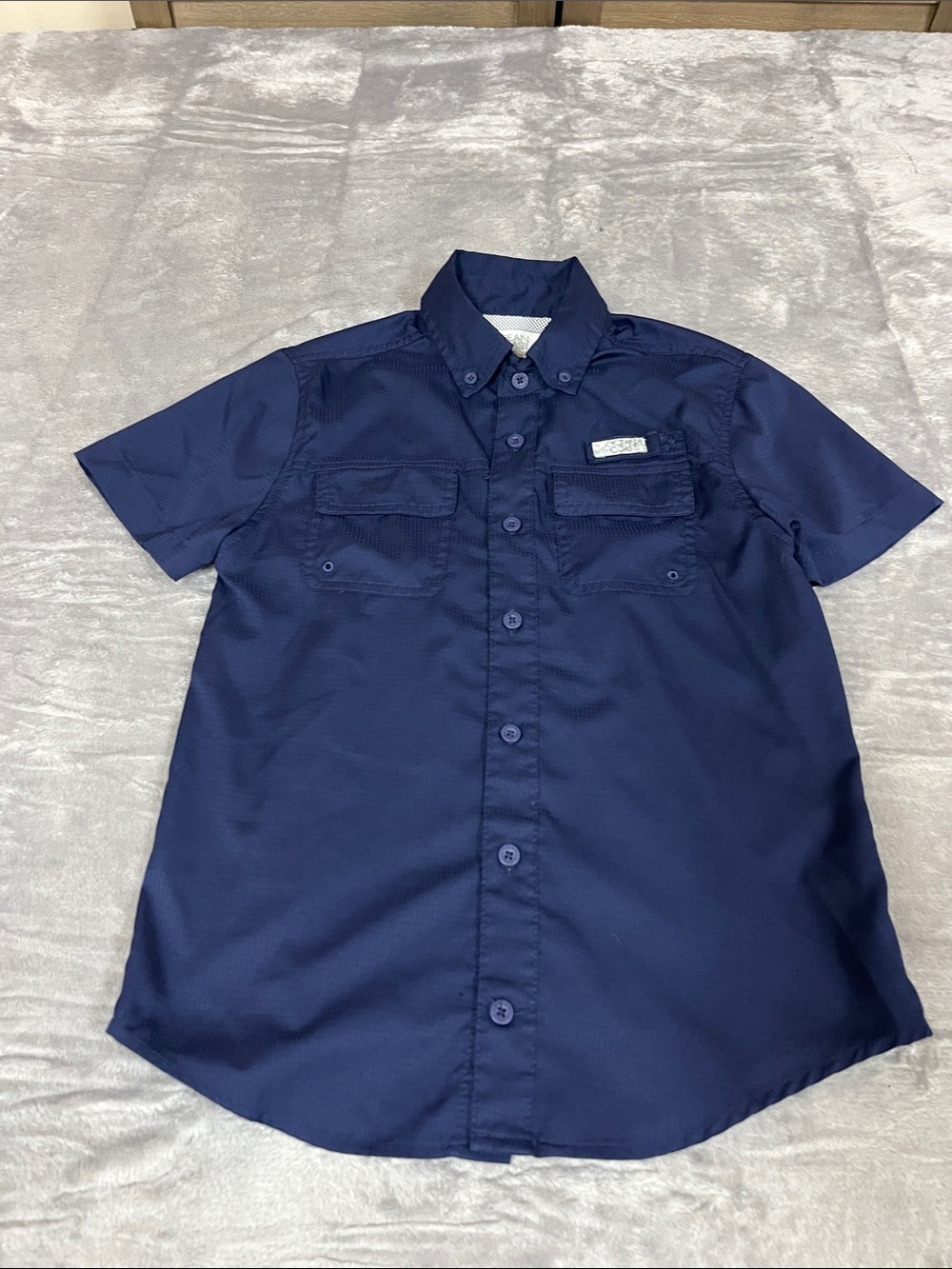 Kids Navy Short-Sleeve Button-Up Shirt